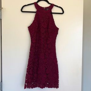 Lulus love poem burgundy lace dress